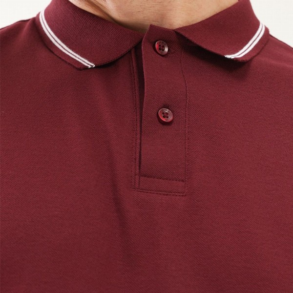 TURMS Men Solid Polo Collar Half Sleeves Stain And Water Repellent Cotton Tshirt