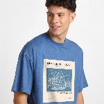 NOBERO Graphic Printed Drop Shoulder Sleeves Cotton Oversized T-Shirt