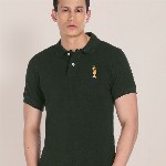 U S Polo Assn Men Green Brand Logo Embroidered Pure Cotton Polo Collar Slim Fit T-shirt