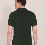 U S Polo Assn Men Green Brand Logo Embroidered Pure Cotton Polo Collar Slim Fit T-shirt