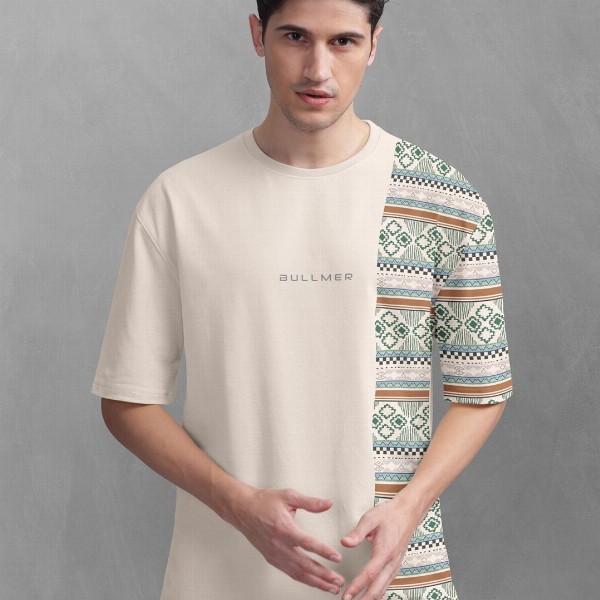 BULLMER Tribal Printed Oversized Cotton T-shirt