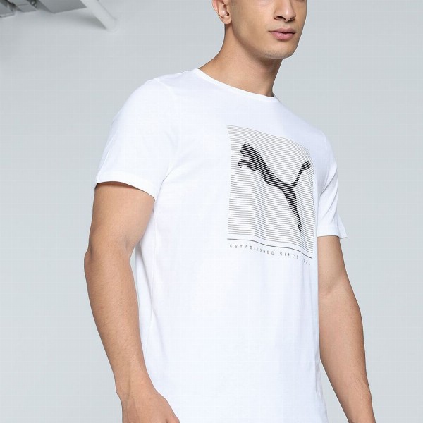 Puma Striped Logo Graphic Printed Slim Fit Tee