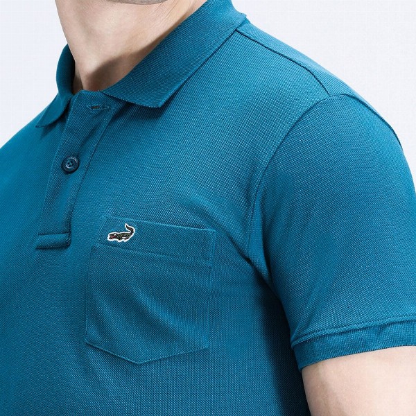 Crocodile Men Solid Polo Collar Cotton T-shirt