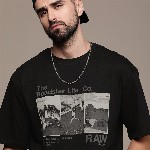 The Roadster Lifestyle Co.Oversized Fit Printed Pure Cotton T-shirt