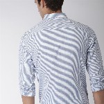 Mast & Harbour Men Blue & White Slim Fit Striped Casual Shirt