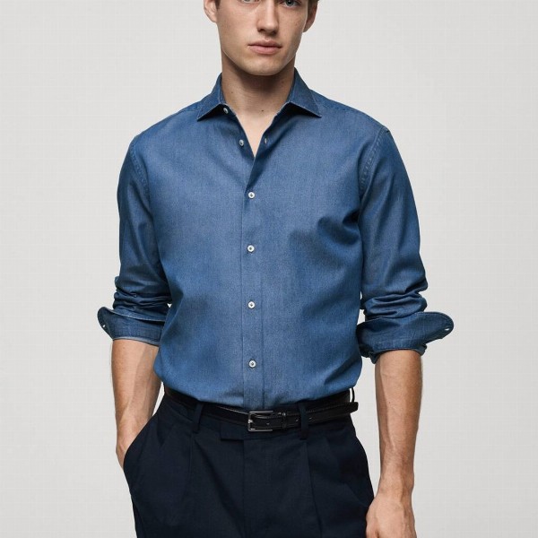 MANGO MAN Chambray Pure Cotton Shirt