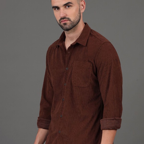 HERE&NOW Slim Fit Long Sleeves Spread Collar Casual Shirt