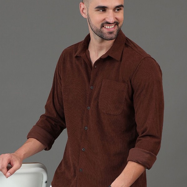 HERE&NOW Slim Fit Long Sleeves Spread Collar Casual Shirt