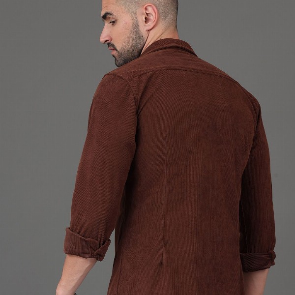 HERE&NOW Slim Fit Long Sleeves Spread Collar Casual Shirt