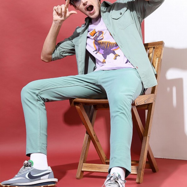 HIGHLANDER Men Green Slim Fit Solid Casual Shirt