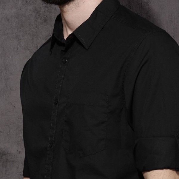 Roadster Men Black Pure Cotton Casual Shirt
