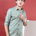 HIGHLANDER Men Green Slim Fit Solid Casual Shirt