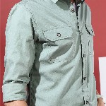 HIGHLANDER Men Green Slim Fit Solid Casual Shirt