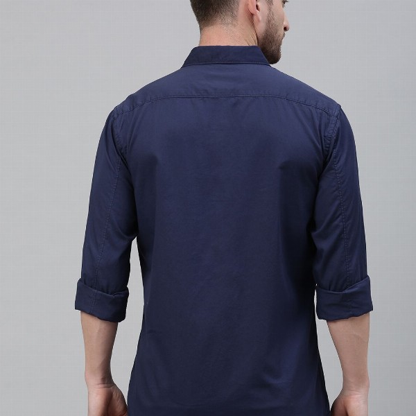 Louis Philippe Jeans Men Navy Blue Regular Fit Solid Casual Shirt