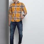 The Indian Garage Co Men Yellow Comfort Checked Regular Fit Casual Shirt