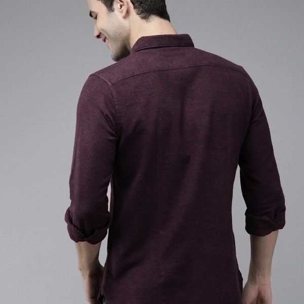 THE BEAR HOUSE Men Purple Slim Fit Casual Shirt