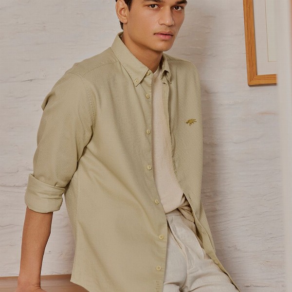 Andamen Premium Dobby Slim Fit Button-Down Collar Cotton Casual Shirt