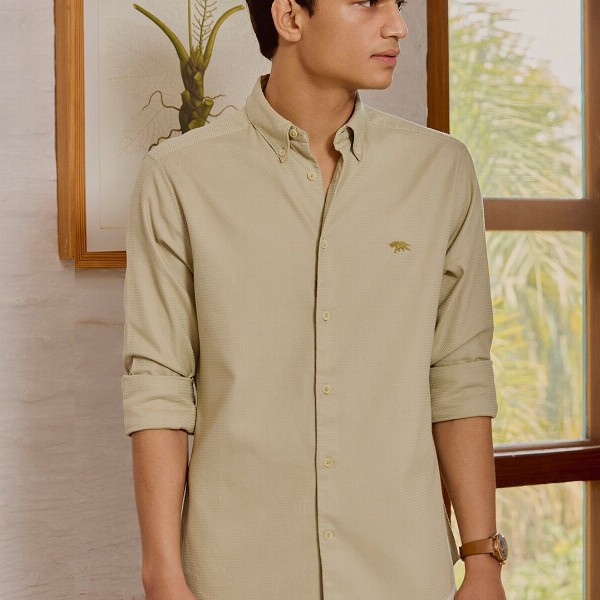 Andamen Premium Dobby Slim Fit Button-Down Collar Cotton Casual Shirt