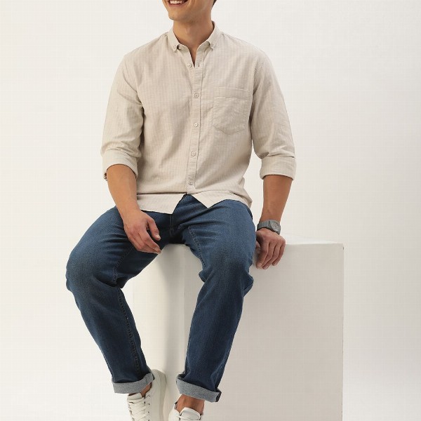 Mast & Harbour Men Standard Opaque Striped Casual Shirt