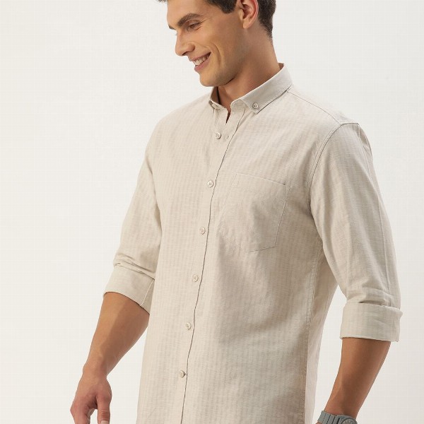 Mast & Harbour Men Standard Opaque Striped Casual Shirt