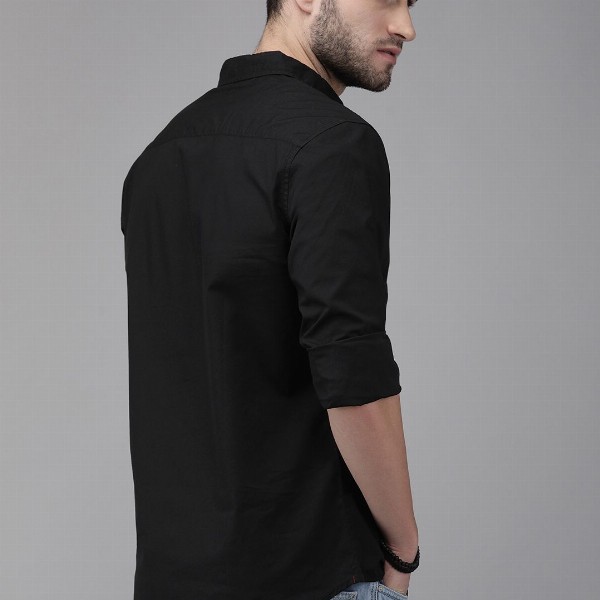 Roadster Men Black Pure Cotton Casual Shirt