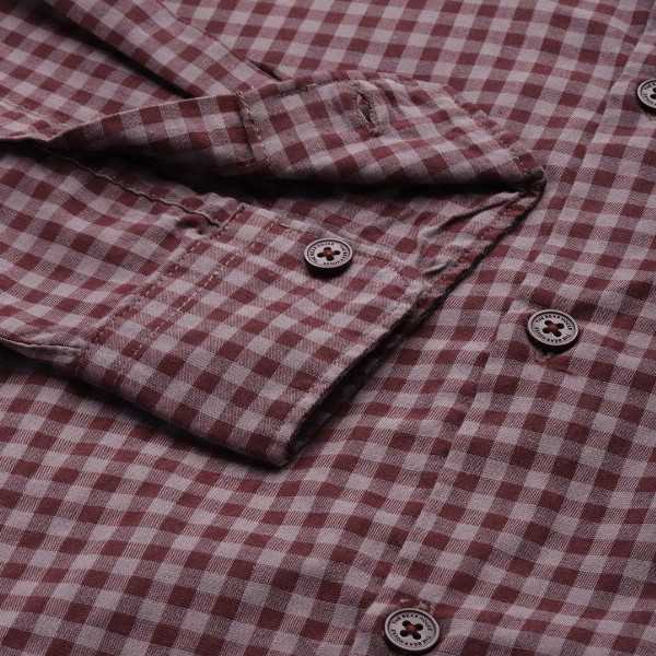 THE BEAR HOUSE Men Maroon & Pink Slim Fit Gingham Checked Cotton Shirt