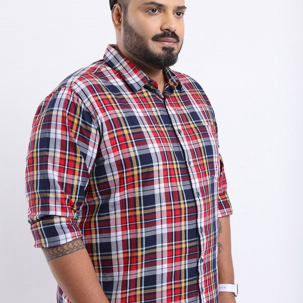 HIGHLANDER Men Plus Size Regular Fit Tartan Checks Casual Shirt