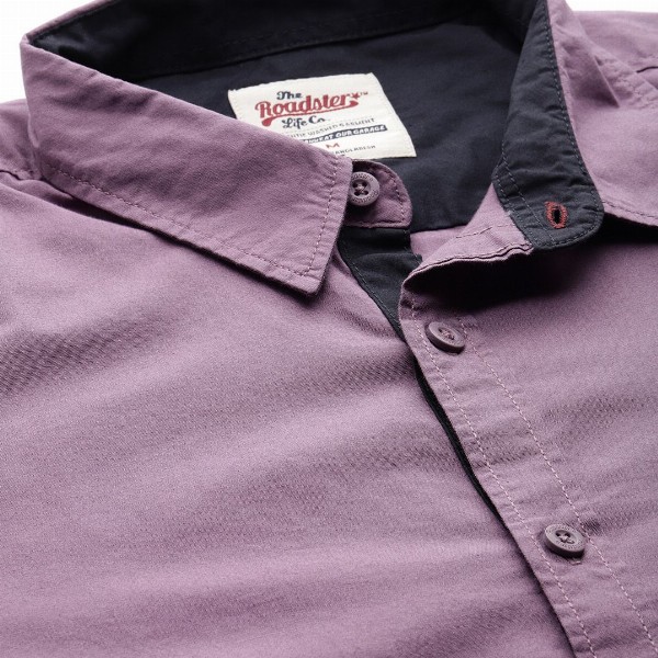 Roadster Men Purple Pure Cotton  Solid Opaque Casual Shirt