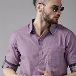 Roadster Men Purple Pure Cotton  Solid Opaque Casual Shirt
