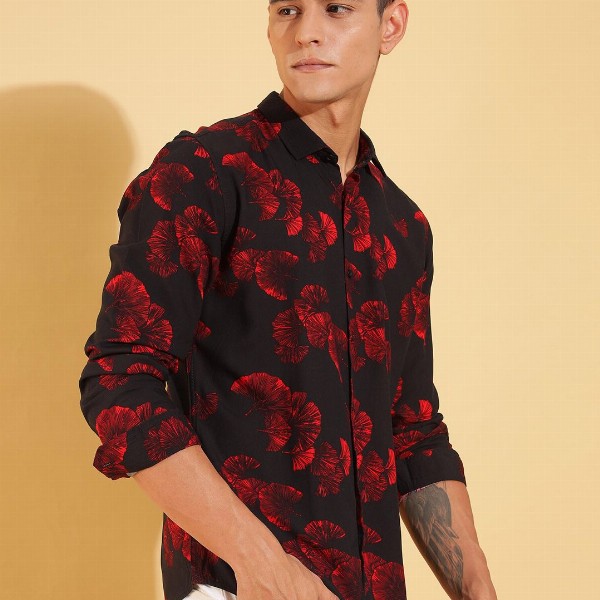 HERE&NOW Men Slim Fit Floral Opaque Printed Casual Shirt