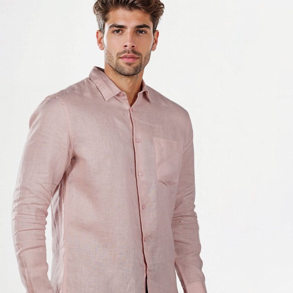 Celio Men Classic Regular Fit Spread Collar Solid Pure Linen Casual Shirt