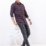 HIGHLANDER Men Maroon Slim Fit Tartan Checked Casual Shirt