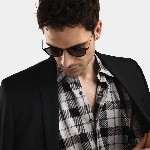 The Collection Checked Button Down Collar Long Sleeves Classic Slim Fit Cotton Shirt
