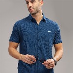 Parcel Yard Classic Geometric Self Design Spread Collar Cotton Casual Shirt