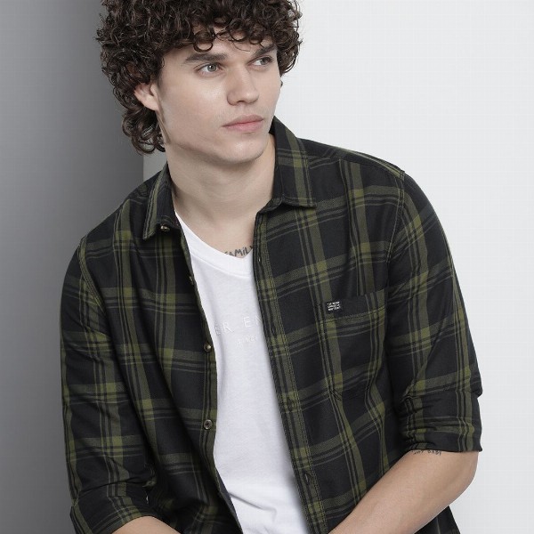 The Indian Garage Co Men Tartan Checked Casual Shirt