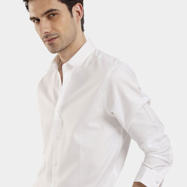 The Collection Classic Slim Fit Geometric Printed Spread Collar Shirt