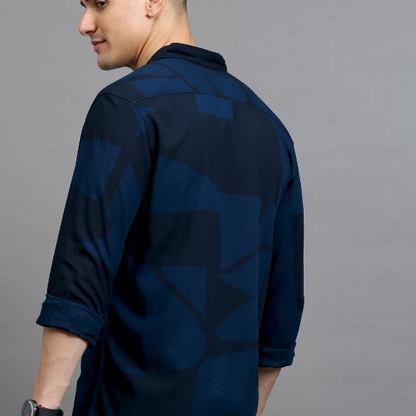 HERE&NOW Geometric Printed Slim Fit Opaque Casual Shirt