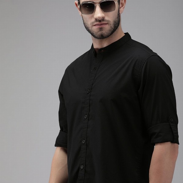 Roadster Men Black Pure Cotton Casual Shirt