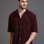 HERE&NOW Self Design Corduroy Weave Oversized Casual Shirt