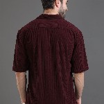 HERE&NOW Self Design Corduroy Weave Oversized Casual Shirt