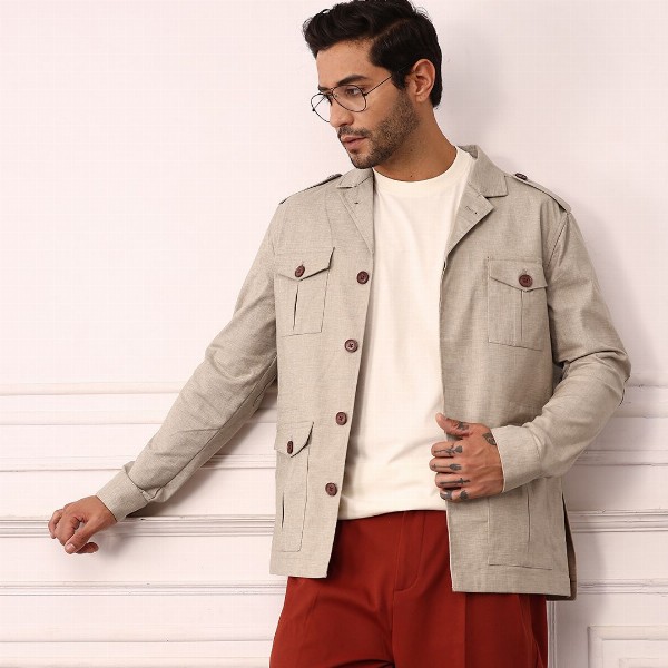 Mr Bowerbird Single-Breasted Tailored Fit Blazer with Shoulder Tabs