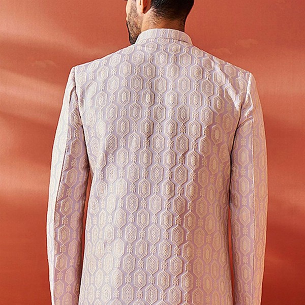 VASTRAMAY Embroidered Slim Fit Jacquard Bandhgala Blazers