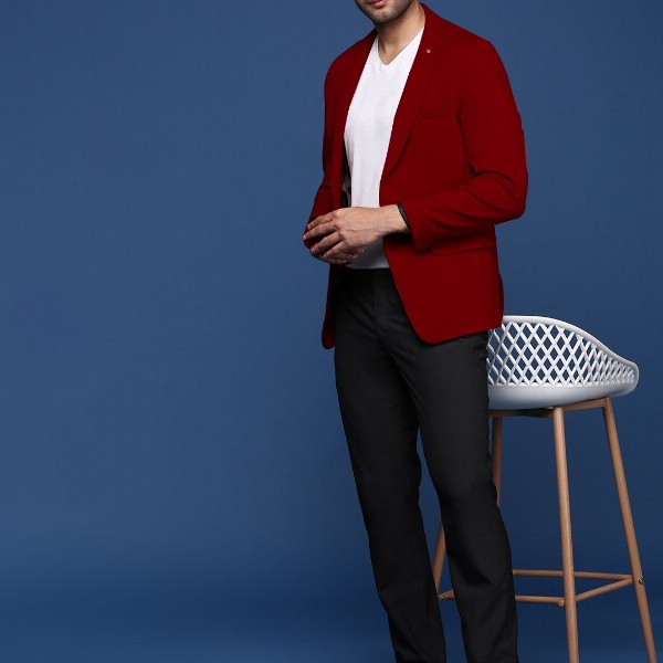 SHOWOFF Slim-Fit Notched Lapel Collar Single-Breasted Cotton Casual Blazer