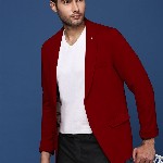 SHOWOFF Slim-Fit Notched Lapel Collar Single-Breasted Cotton Casual Blazer