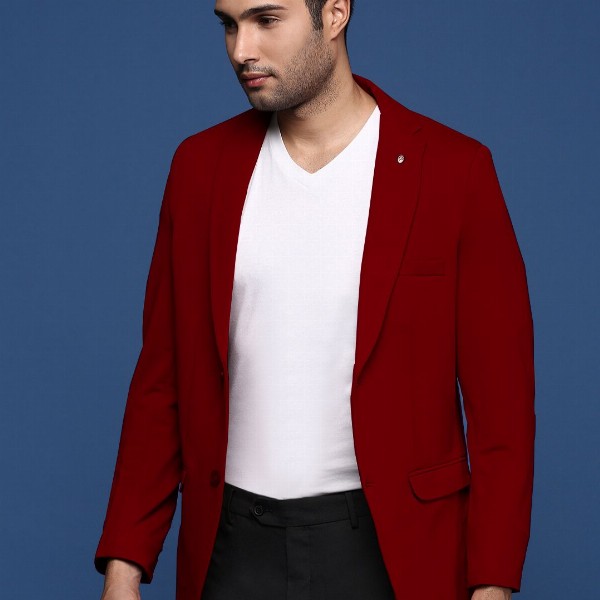 SHOWOFF Slim-Fit Notched Lapel Collar Single-Breasted Cotton Casual Blazer
