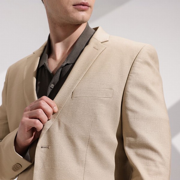 INVICTUS Checked Notched Lapel Collar Slim Fit Semiformal Blazer