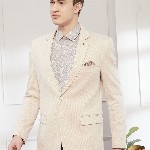 Turtle Striped Notched Lapel Single Breasted Formal Blazer
