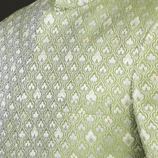 VASTRAMAY Self Design Mandarin Collar Slim Fit Single Breasted Silk Jodhpuri Blazer