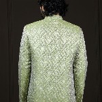 VASTRAMAY Self Design Mandarin Collar Slim Fit Single Breasted Silk Jodhpuri Blazer