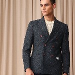 Mr Bowerbird Self Design Tailored Fit Double Breasted Casual Blazer